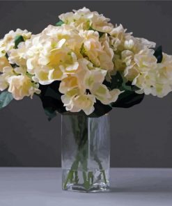 White Hydrangeas In Glass Vase Paint By Numbers