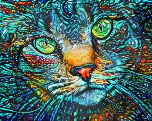 Abstract Blue Cat Paint By Numbers