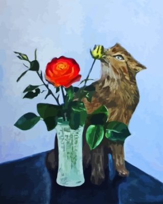 Aesthetic Cat And Flower Vase Paint By Numbers