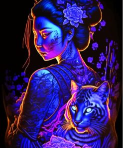 Aesthetic Asian Lady And Tiger Paint By Numbers