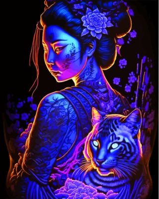 Aesthetic Asian Lady And Tiger Paint By Numbers