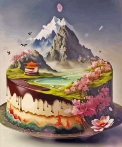 Aesthetic Landscape Cake Paint By Numbers