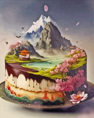 Aesthetic Landscape Cake Paint By Numbers