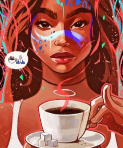 African Woman Drinking Coffee Paint By Numbers