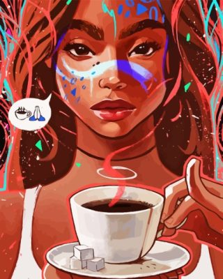 African Woman Drinking Coffee Paint By Numbers