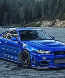 Blue Nissan Gtr R34 Paint By Numbers