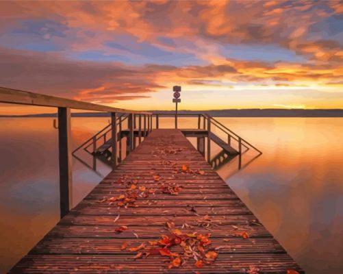 Bridge Sunset Lake Paint By Numbers