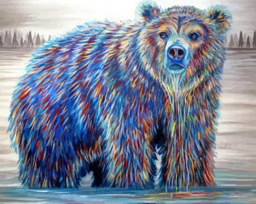 Colorful Bear In Water Art Paint By Numbers