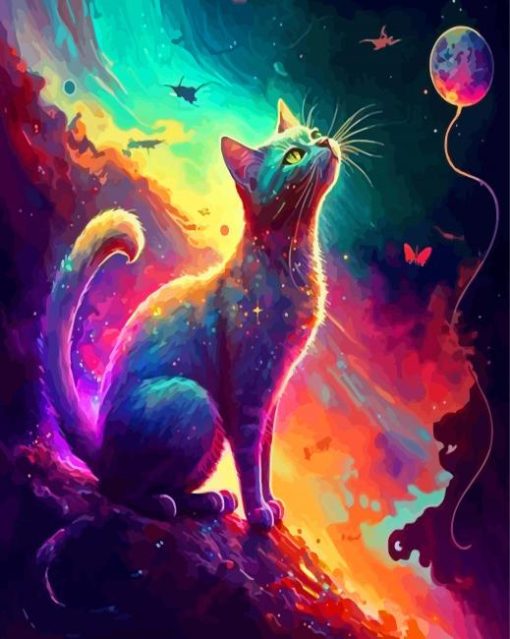 Colorful Galaxy Cat Paint By Numbers