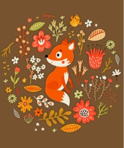 Cool Floral Fox Paint By Numbers