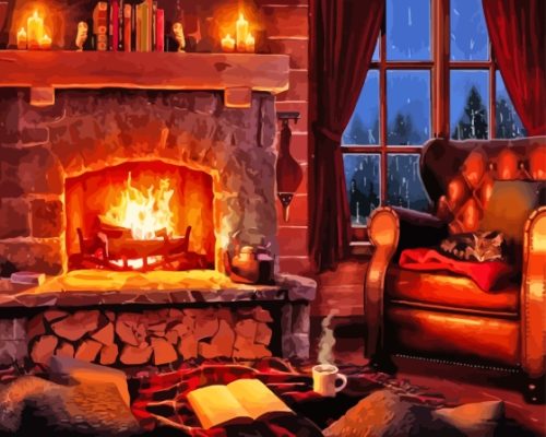 Cozy Fireplace Paint By Numbers