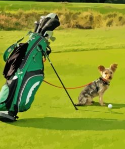 Dog With Golf Equipements Paint By Numbers