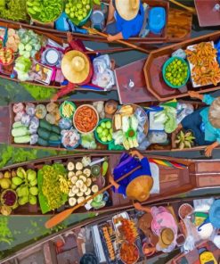 Floating Market Bangkok Thailand Paint By Numbers