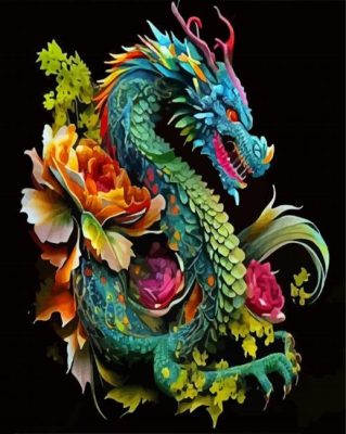 Floral Dragon Paint By Numbers