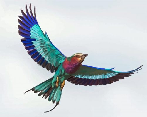 Flying Lilac Breasted Roller Paint By Numbers