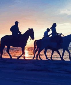 Horse Ride On The Beach With A Sunset Paint By Numbers