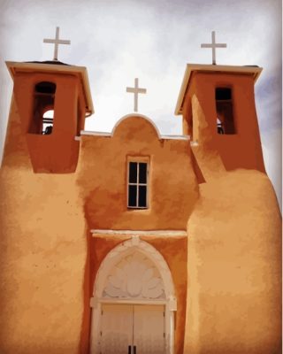 Old Spanish Mission Paint By Numbers