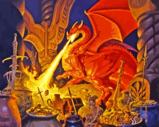 Orange Mystical Dragon Paint By Numbers