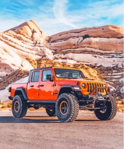 Orange Jeep Truck Paint By Numbers