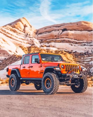 Orange Jeep Truck Paint By Numbers