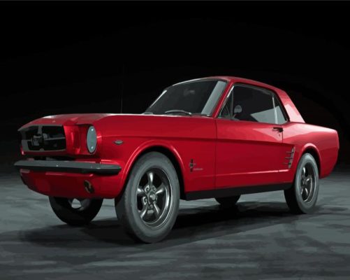 Red Ford Mustang 65 Paint By Numbers