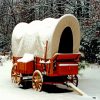 Red Old Wagon In The Snow Paint By Numbers