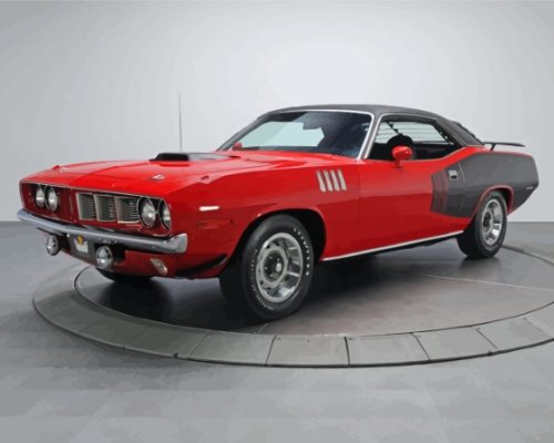 Red Plymouth Hemi Cuda Paint By Numbers