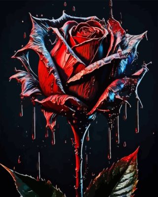 Red Rose Splatter Paint By Numbers