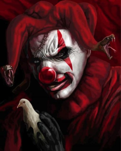 Scary Red Clown Paint By Numbers