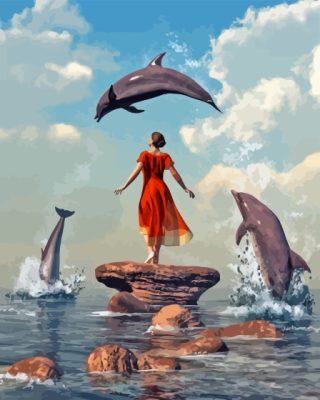 Woman And Dolphins Paint By Numbers