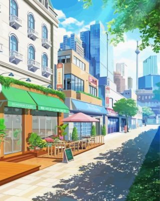 Anime Street City Paint By Numbers