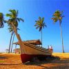 Beach Boat Palm Trees Paint By Numbers