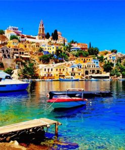 Boats In Halki Island Paint By Numbers