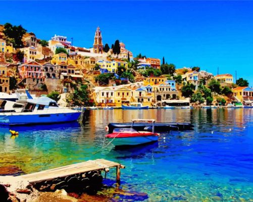 Boats In Halki Island Paint By Numbers