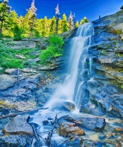 Bridal Veil Rocky Mountains Waterfall Paint By Numbers