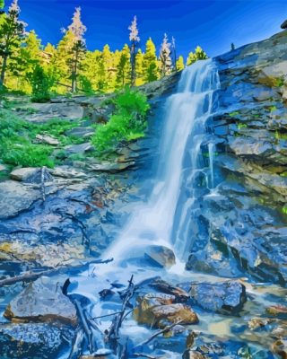 Bridal Veil Rocky Mountains Waterfall Paint By Numbers