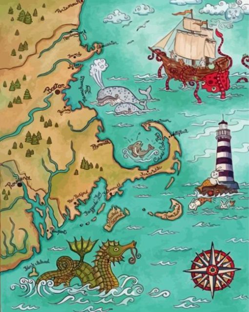 Cartoon Pirate Map Paint By Numbers