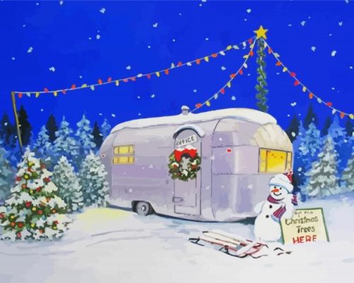 Christmas Vintage Trailer Paint By Numbers