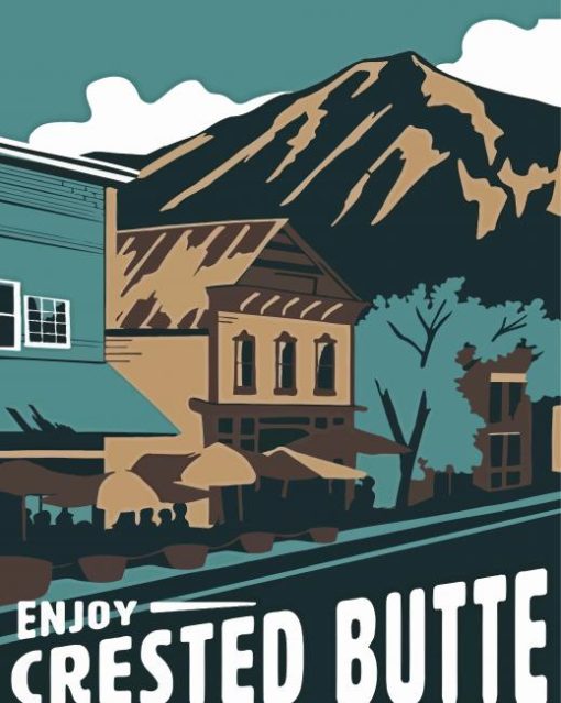 Crested Butte Poster Illustration Paint By Numbers