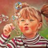 Cute Little Girl Blowing Bubbles Paint By Numbers