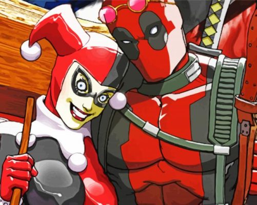 Deadpool And Harley Quinn Couple Paint By Numbers