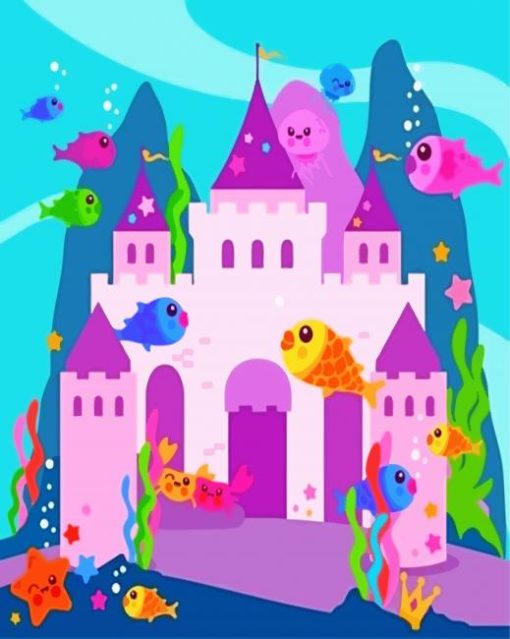 Fishes And Castle Underwater Paint By Numbers