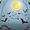 Full Moon Night Bats Silhouette Paint By Numbers