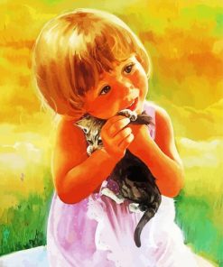 Girl And Kitten Paint By Numbers