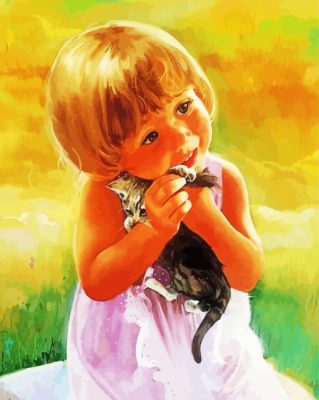 Girl And Kitten Paint By Numbers