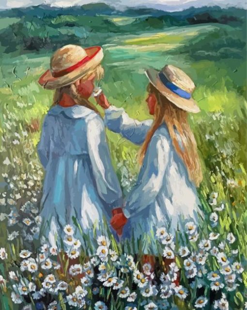 Girls In Meadow Paint By Numbers