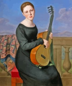 Guitarist Woman In Black Dress Paint By Numbers