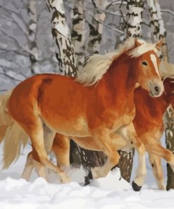 Haflinger Horses In Snow Paint By Numbers