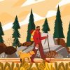 Illustration Man Hiking With Dog In Fall Paint By Numbers