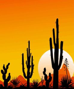 Mexico Desert Sunset Landscape Paint By Numbers